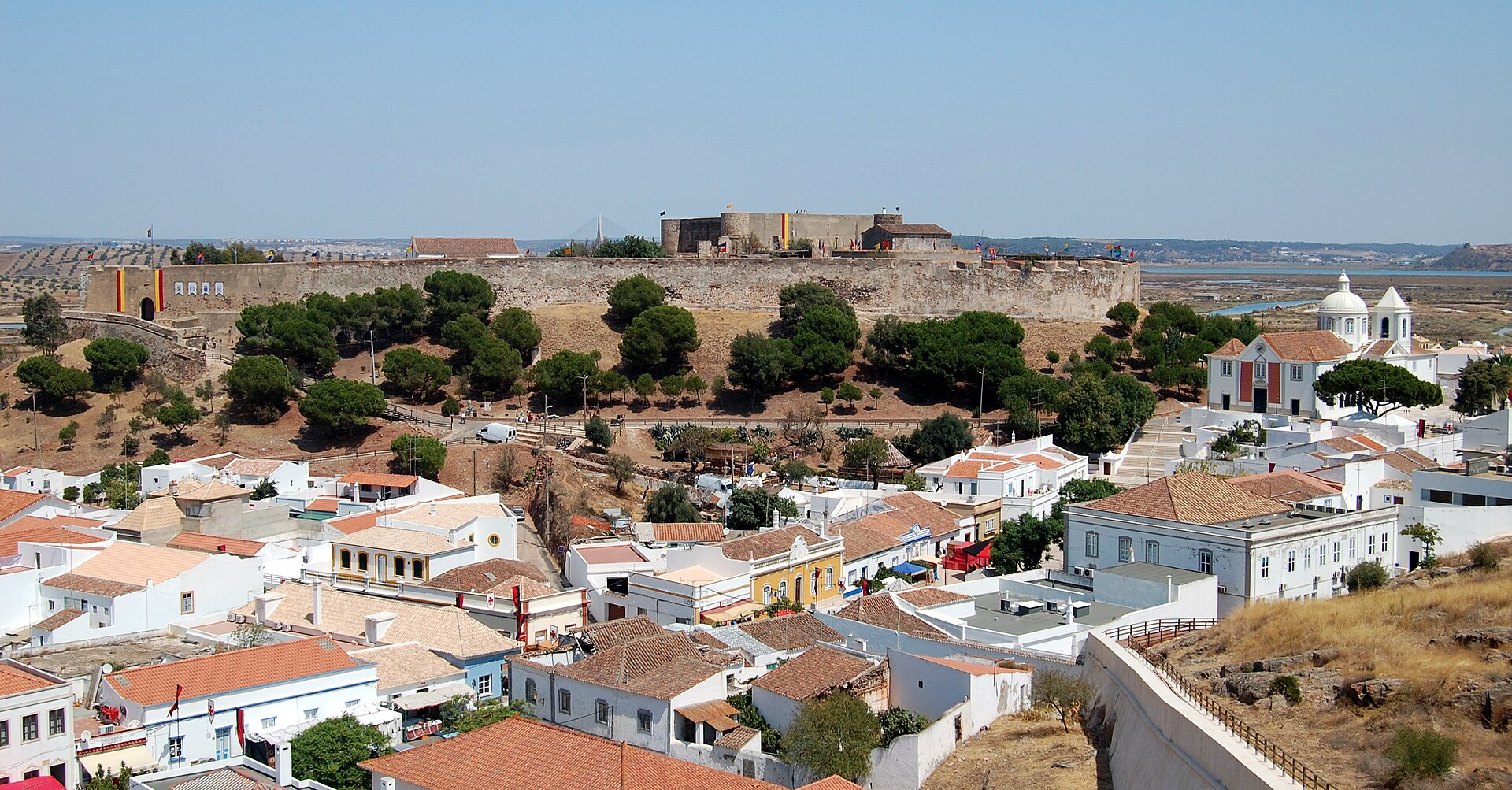 The castle and village of Castro Marim overlooking the surrounding countryside