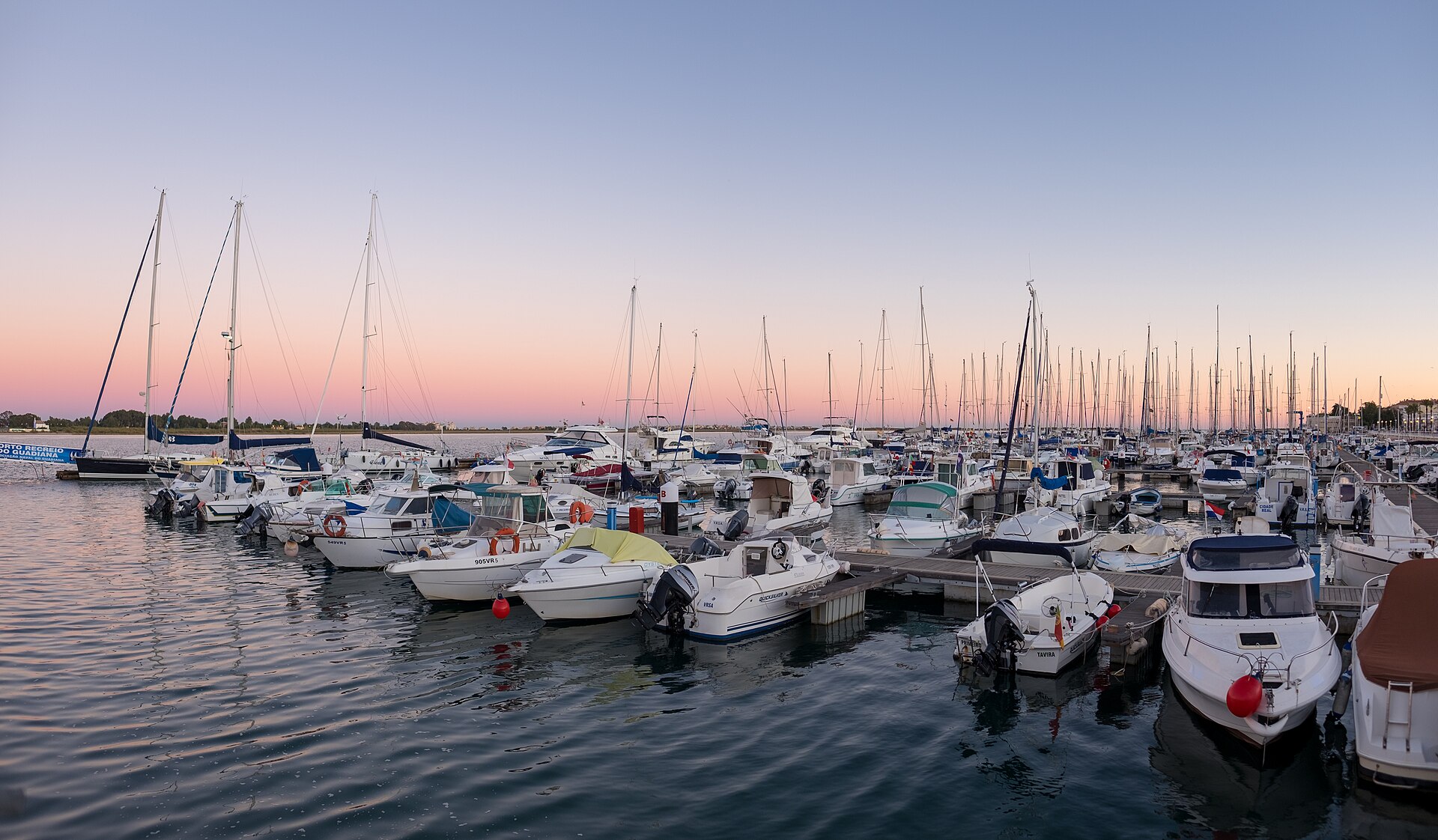 Boats in the marina at sunset in Vila Real de Santo António